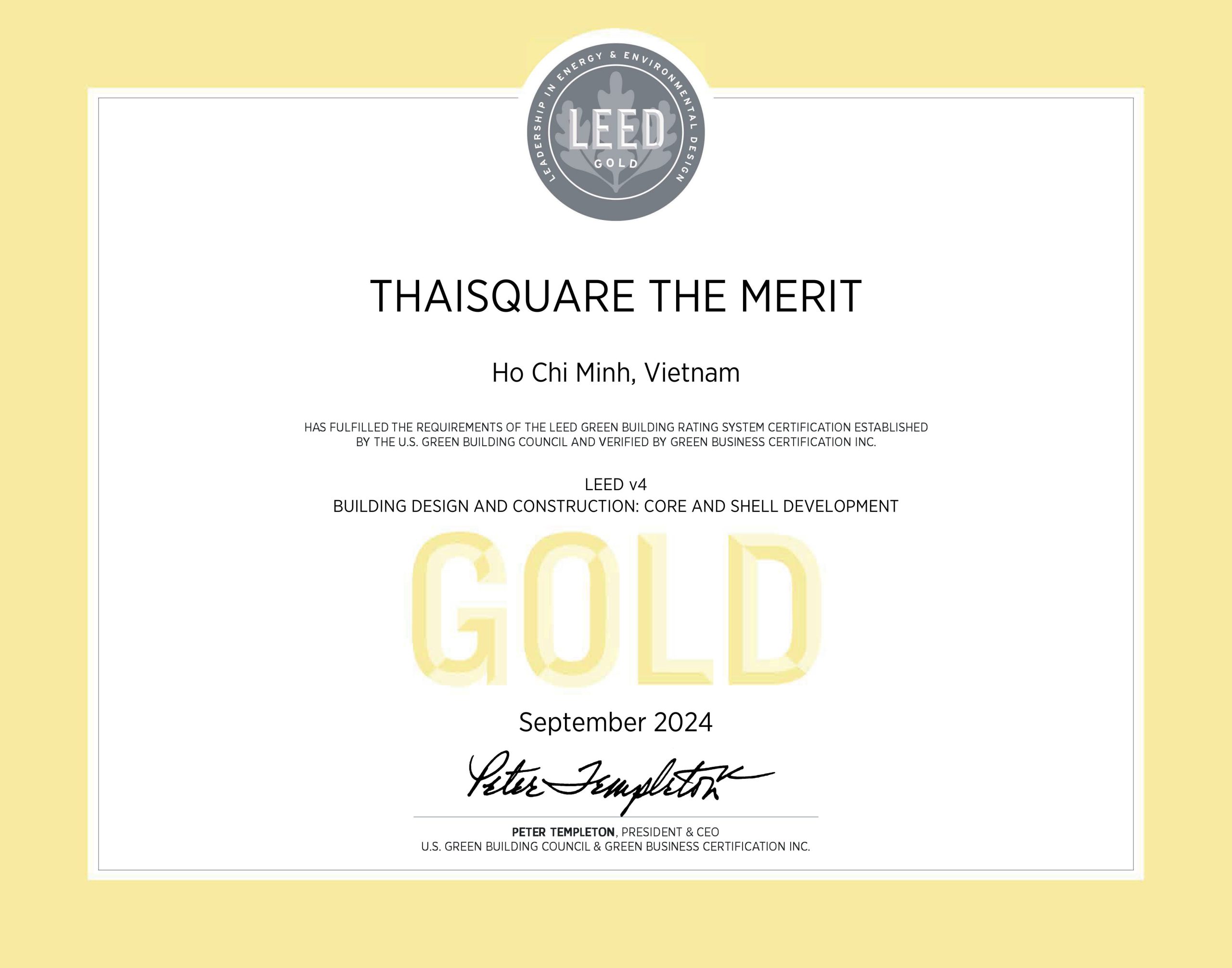 ThaiSquare The Merit đạt chứng nhận LEED Gold